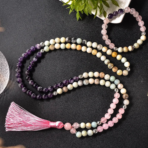 Pink Rose Quartz Mala Beads-ToShay.org