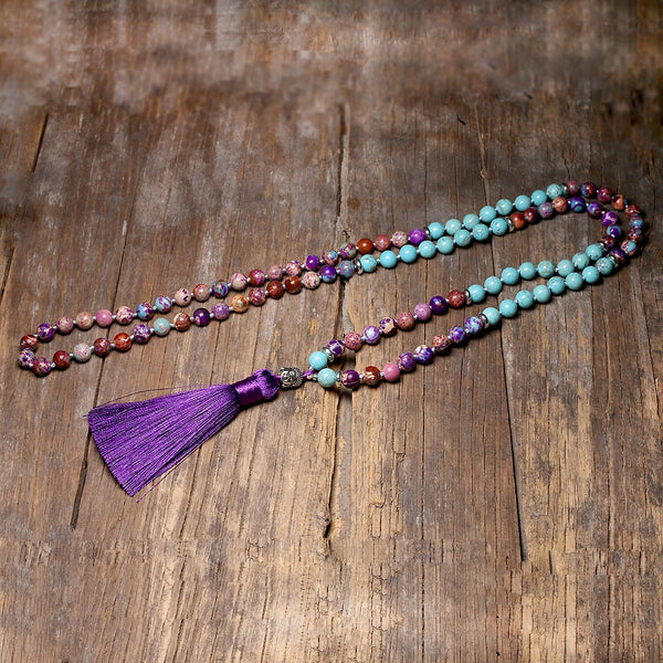 Purple Imperial Jasper Mala Beads-ToShay.org