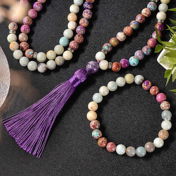 Purple Emperor Jasper Mala Beads-ToShay.org