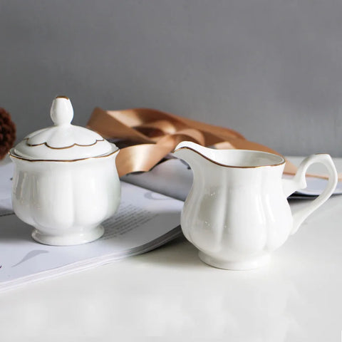 White Ceramic Sugar Creamer Set-ToShay.org