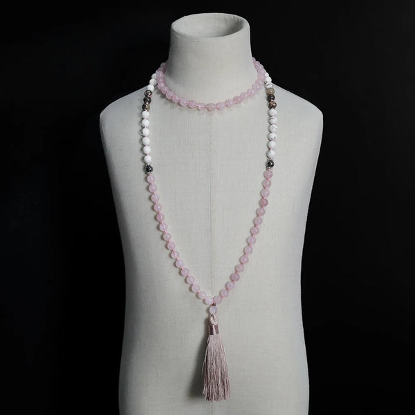 Pink Rose Quartz Mala Beads-ToShay.org