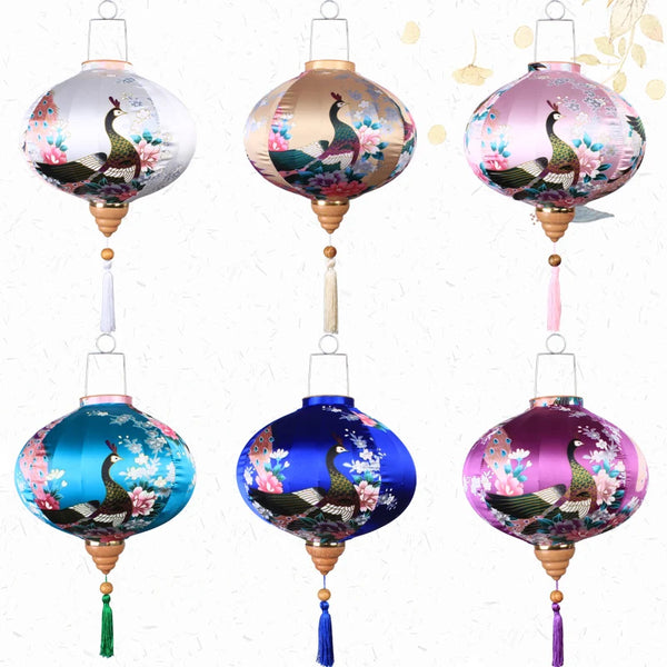 Peacock Silk Lanterns-ToShay.org