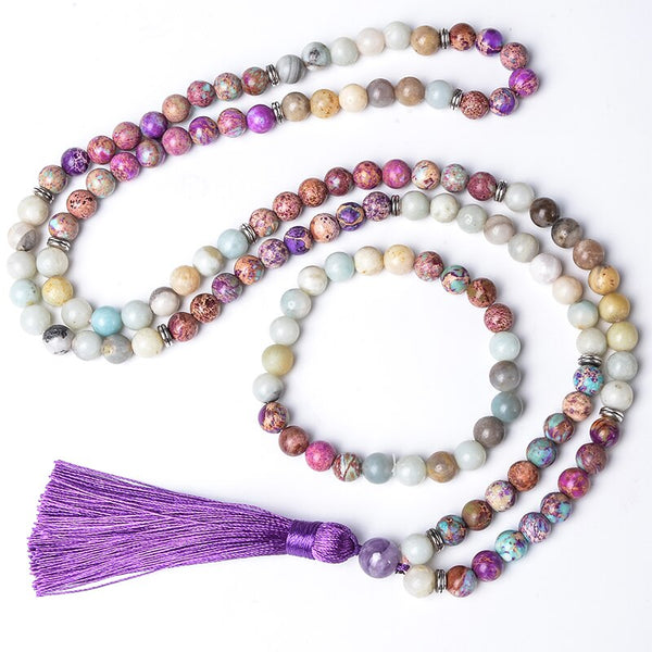 Purple Emperor Jasper Mala Beads-ToShay.org