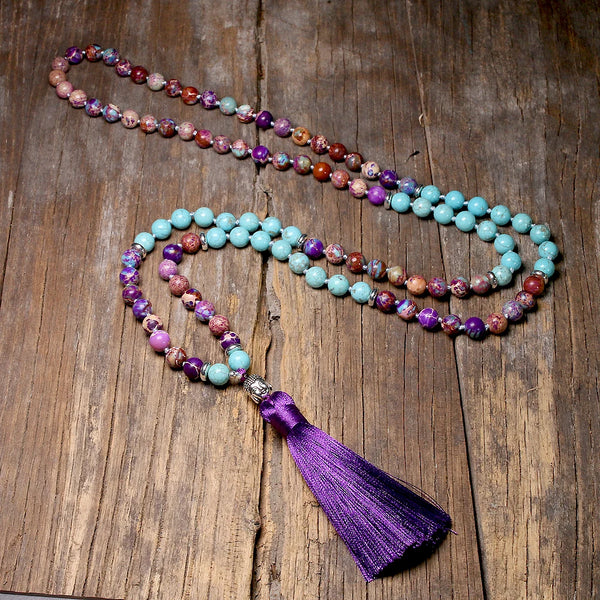 Purple Imperial Jasper Mala Beads-ToShay.org