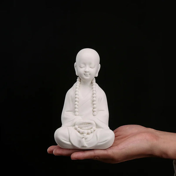 White Porcelain Monk Statue-ToShay.org