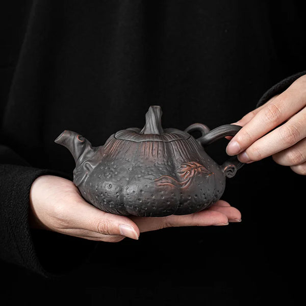 Pumpkin Clay Teapot-ToShay.org