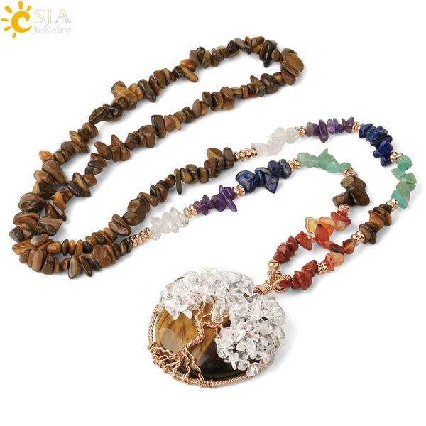 Chakra Crystal Pendant Necklace-ToShay.org