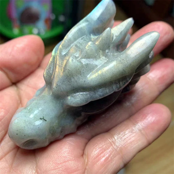 Blue Labradorite Dragon Skull-ToShay.org