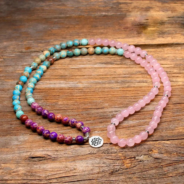 Pink Rose Quartz Mala Beads-ToShay.org