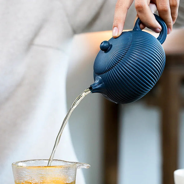 Blue Azure Clay Teapot-ToShay.org