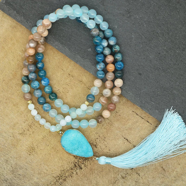 Blue Druzy Stone Mala Beads-ToShay.org