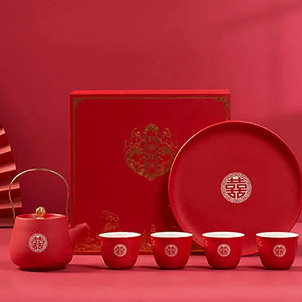 Red Ceramic Tea Set-ToShay.org