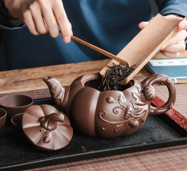 Pumpkin Clay Teapot-ToShay.org