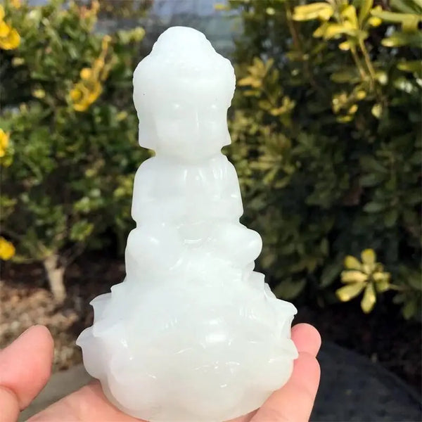 White Marble Jade Buddha-ToShay.org