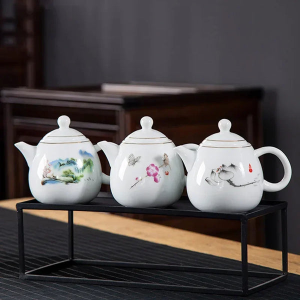 White Painted Porcelain Teapot-ToShay.org