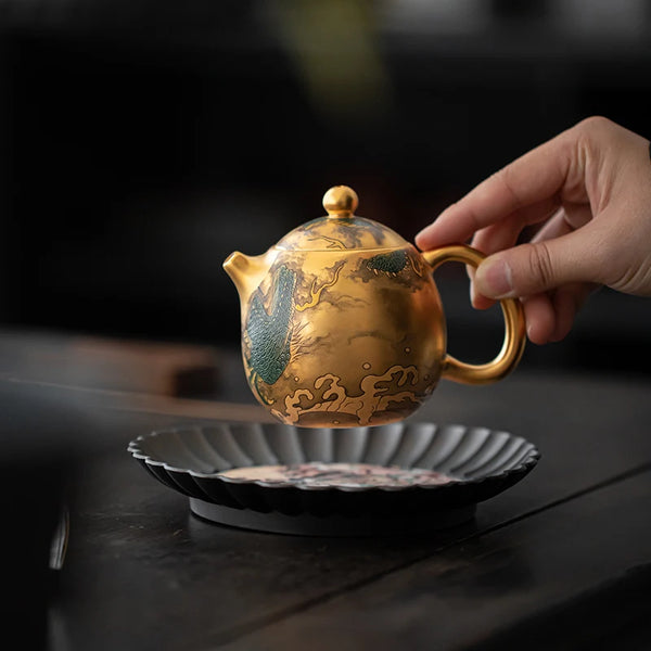 Gold Porcelain Teapot-ToShay.org