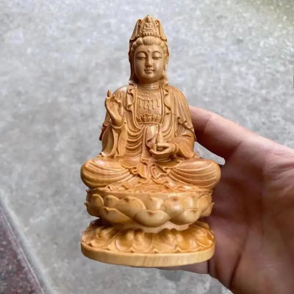 Wood Lotus Guanyin Buddha-ToShay.org