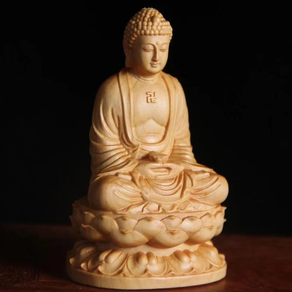 Wood Lotus Buddha Statue-ToShay.org