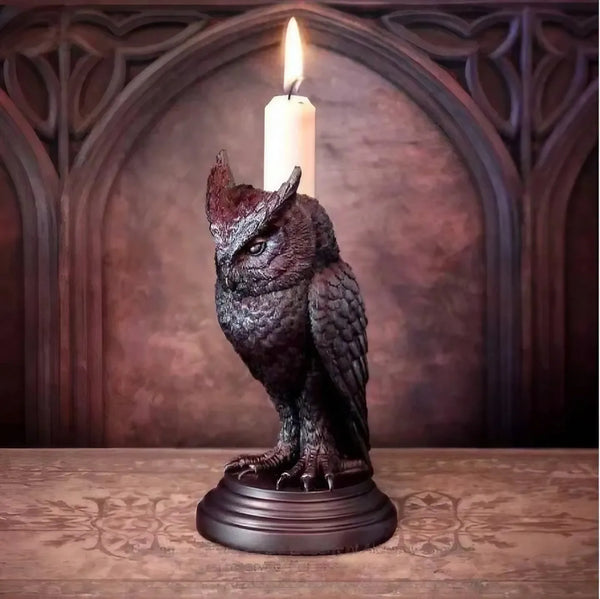 Black Owl Candle Holder-ToShay.org