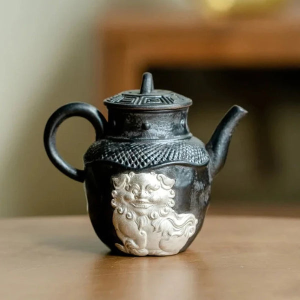 Black Painted Silver Teapot-ToShay.org