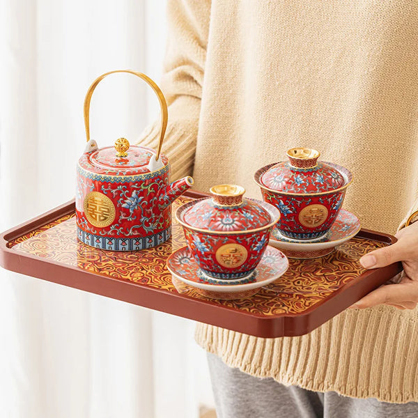 Red Ceramic Tea Sets-ToShay.org