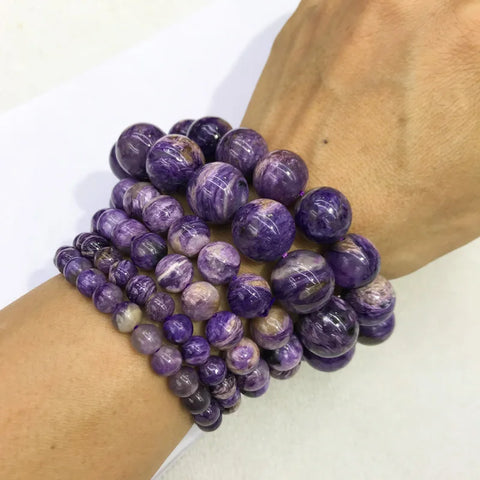 Purple Charoite Bead Bracelet-ToShay.org