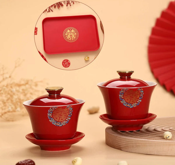 Red Ceramic Tea Bowls-ToShay.org