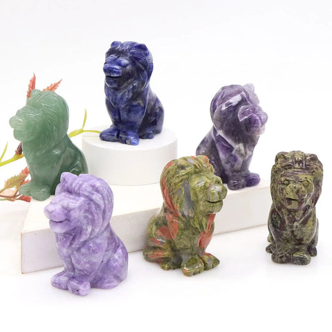 Mixed Crystal Lion Statues-ToShay.org