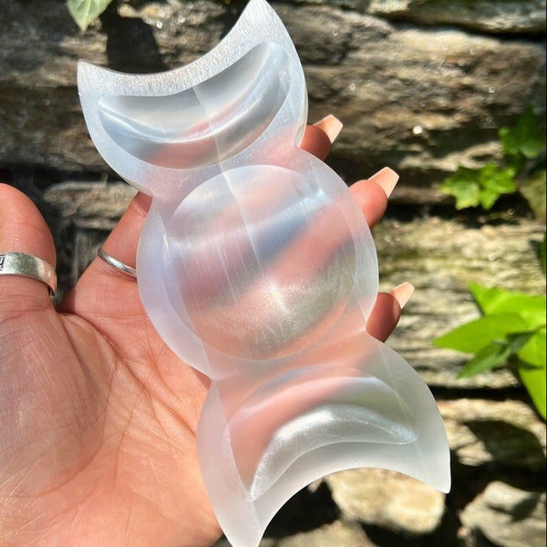 White Selenite Moon Bowls-ToShay.org