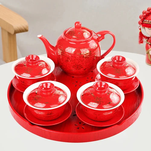 Red Ceramic Tea Set-ToShay.org