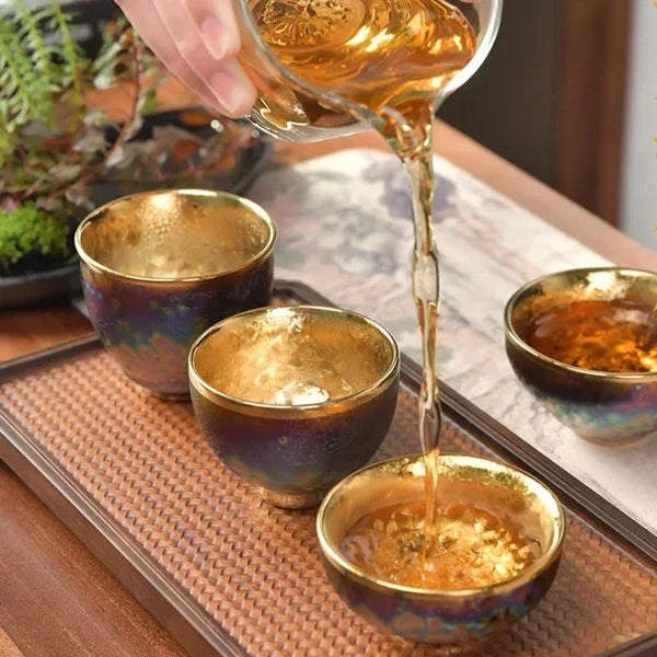 Gold Glazed Ceramic Teacups-ToShay.org