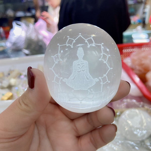 White Selenite Palm Stones-ToShay.org