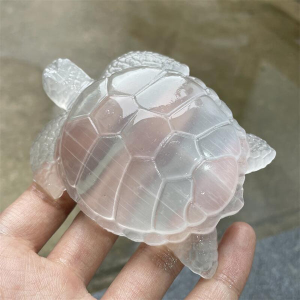 White Selenite Crystal Tortoise-ToShay.org