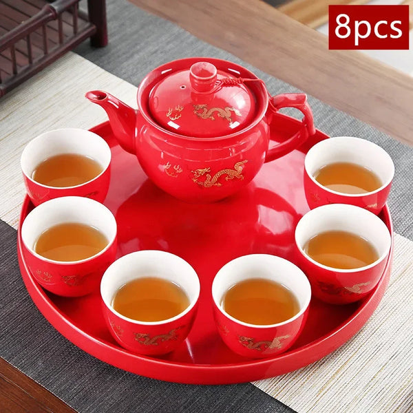 Red Ceramic Tea Sets-ToShay.org