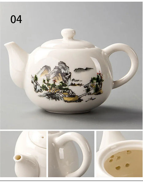 White Painted Ceramic Teapot-ToShay.org