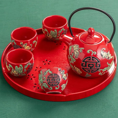 Red Ceramic Tea Sets-ToShay.org