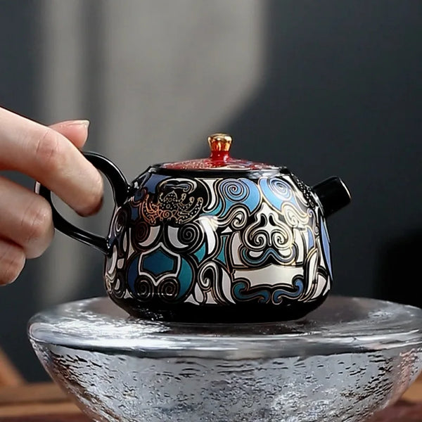 Silver Gold Painted Teapot-ToShay.org