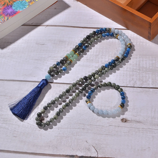 Green Zebra Stone Mala Beads-ToShay.org