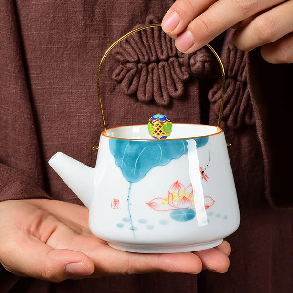 Glazed Porcelain Painted Teapot-ToShay.org