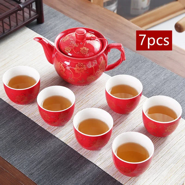 Red Ceramic Tea Sets-ToShay.org