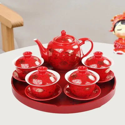 Red Gaiwan Tea Sets-ToShay.org