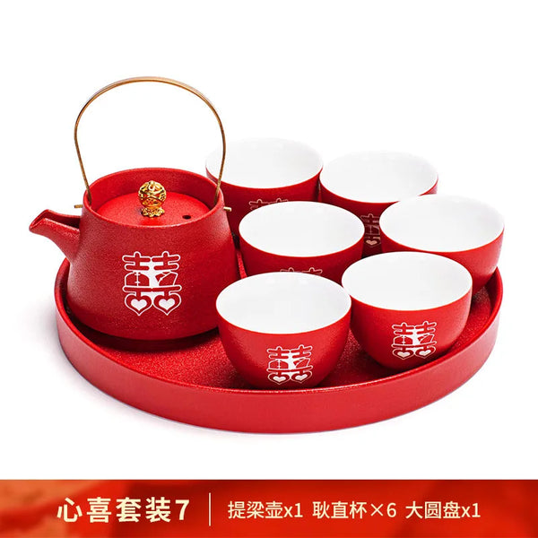 Red Ceramic Tea Set-ToShay.org