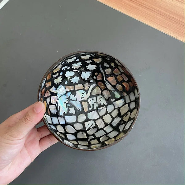 Shell Inlaid Coconut Bowl-ToShay.org