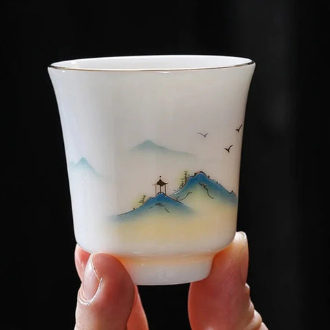 White Painted Porcelain Tea Cup-ToShay.org