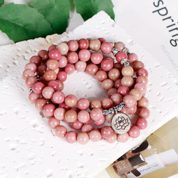 Pink Rhodochrosite Mala Beads-ToShay.org