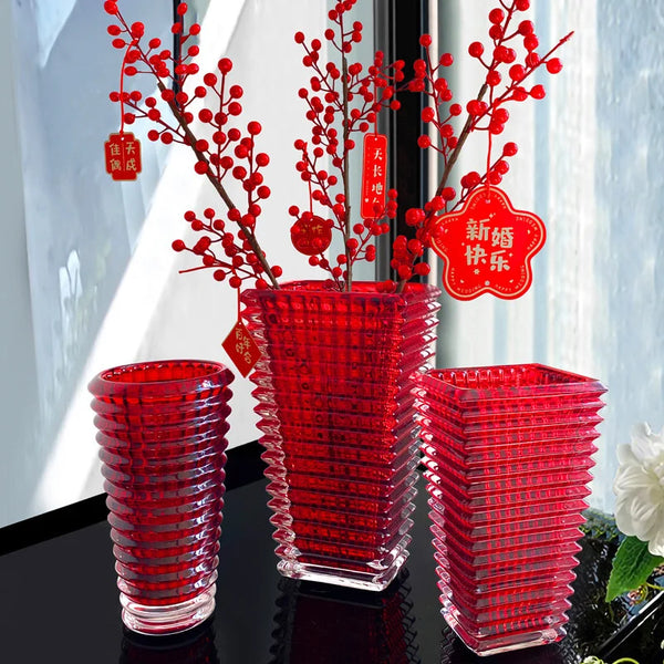 Red Crystal Glass Vase-ToShay.org