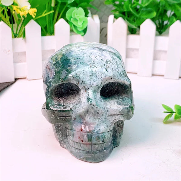 Green Moss Agate Skull-ToShay.org