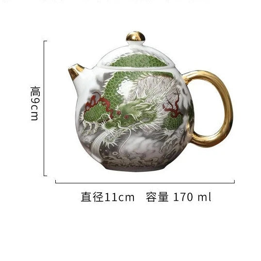 White Dragon Porcelain Teapot-ToShay.org