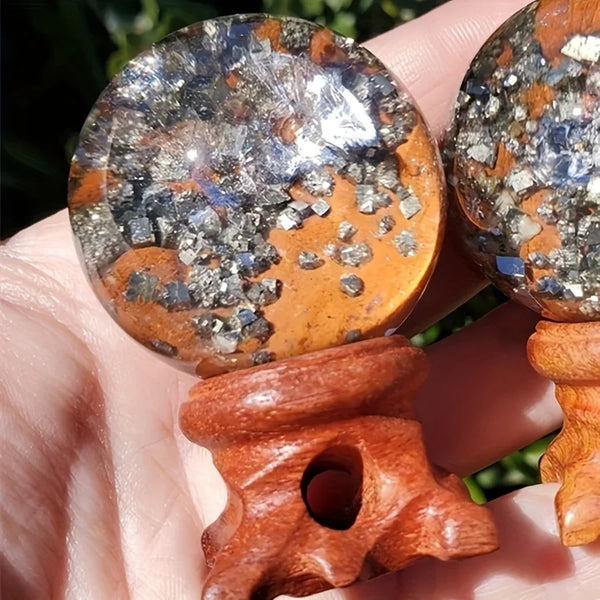 Silver Pyrite Cluster Quartz Ball-ToShay.org