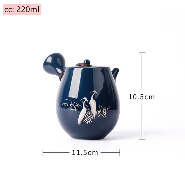 Crane Blue Ceramic Tea Pot-ToShay.org